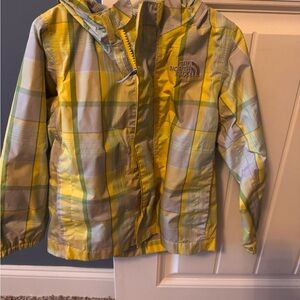 The North Face Kids Yellow and Gray Plaid Raincoat